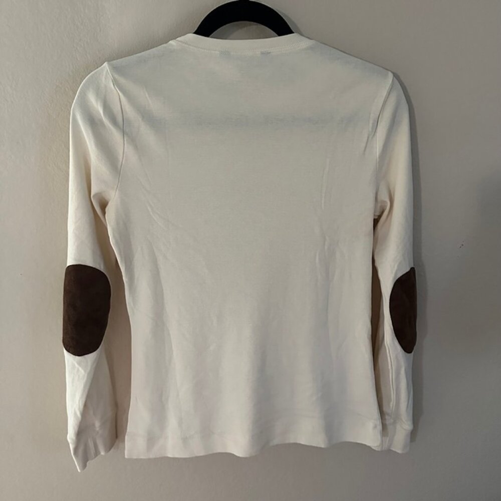 Ralph Lauren White Long Sleeves T-Shirt Elbow Patch Everyday Medium Shirt - Picture 2 of 5